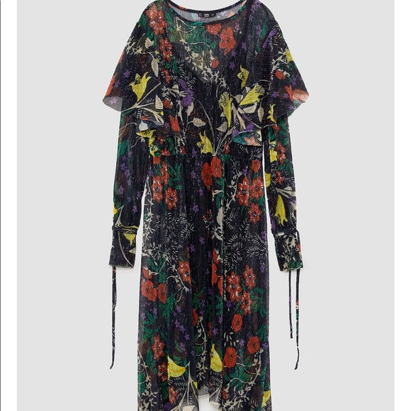 Zara Shiny Pleated Dress - Picture 7 of 8